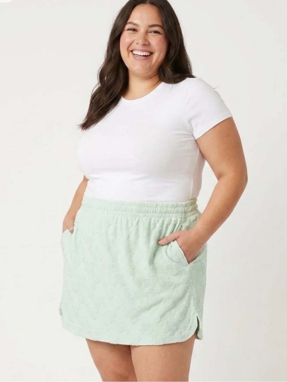 Disney Mickey Mouse Light Mint Terry Elastic-Waist Mini Skirt